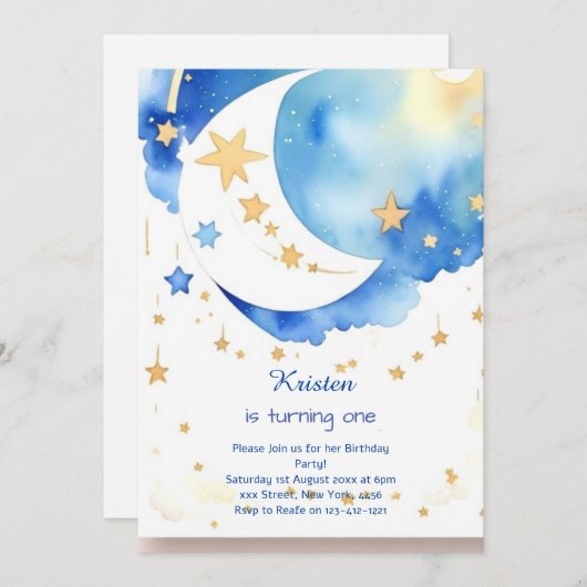 Moderner Raketenraum zum Geburtstag Einladung (Vorne/Hinten)