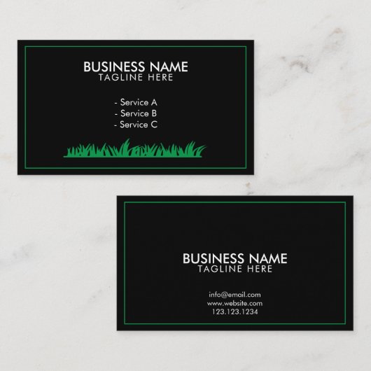 Moderner Rasen- und Rasenservice für Grün und Schw Visitenkarte (Vorne/Hinten)