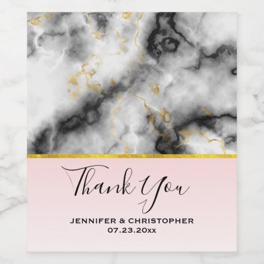 Moderner, rauchiger grauer Marmor mit goldfarbener Weinetikett (Einzelnes Label)