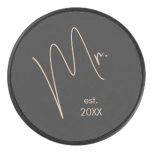 Moderner Raum Beige + Schwarzes Skript Eishockey Puck