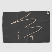 Moderner Raum | Beige + Schwarzes Skript Golfhandtuch (Horizontal)