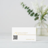 Moderner Real Anwesen Agent Broker QR Code Gold Visitenkarte (Stehend Vorderseite)