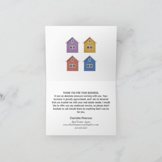Moderner Real Anwesen Agent Dankeskarte (Innenseite)