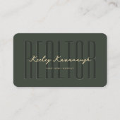 Moderner Real Anwesen Agent Monogram Realtor Green Visitenkarte (Vorderseite)