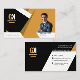Moderner Real Anwesen Agent - Schwarz & Gold Visitenkarte