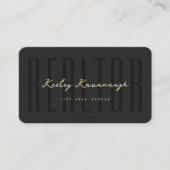 Moderner Realtor Black Real Anwesen Agent Visitenkarte (Vorderseite)