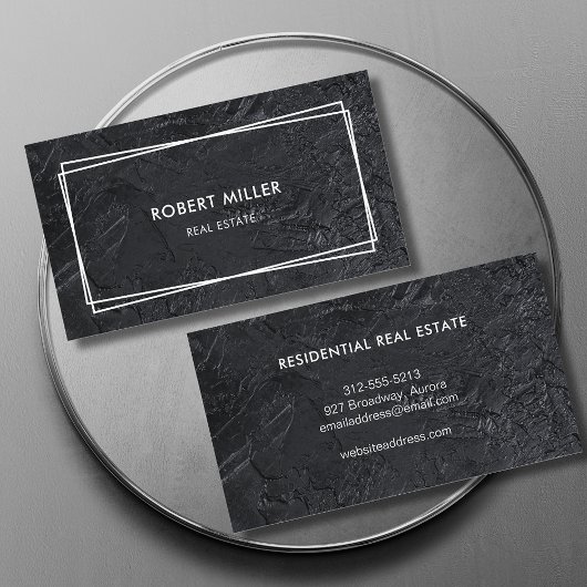 Moderner Realtor Black Stone Visitenkarte