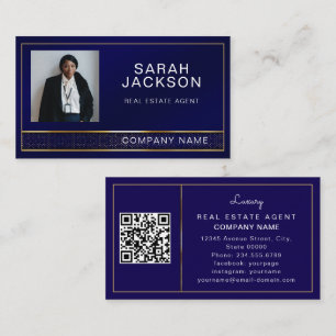 Moderner Realtor-Hypothekenmakler Navyblauer QR-Co Visitenkarte