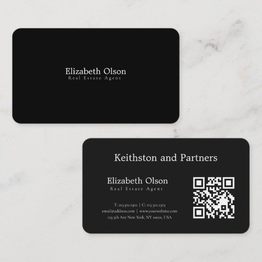 Moderner Realtor-Promotion im einfachen QR-Code-St Visitenkarte (Vorne/Hinten)
