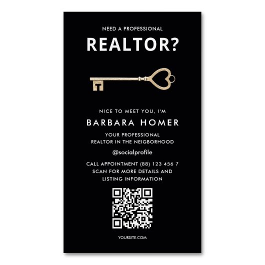 Moderner Realtor Real Anwesen Agent Ernennung QR Magnetische Visitenkarte (Vorderseite Vertikal)