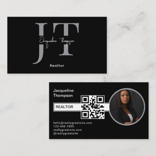 Moderner Realtor Real Anwesen Agent Foto QR Code Visitenkarte (Vorne/Hinten)