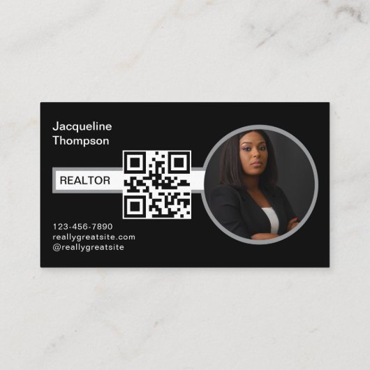 Moderner Realtor Real Anwesen Agent Foto QR Code Visitenkarte (Rückseite)