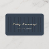 Moderner Realtor Real Anwesen Dark Blue Gold Visitenkarte (Vorderseite)