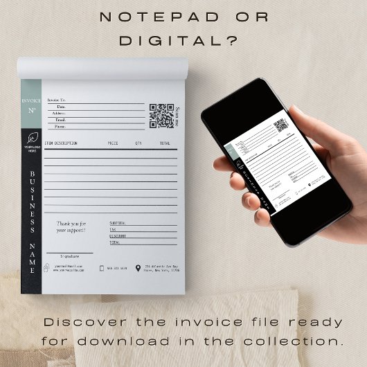 Moderner Rechnungsabsatz für kleine Unternehmen Notizblock