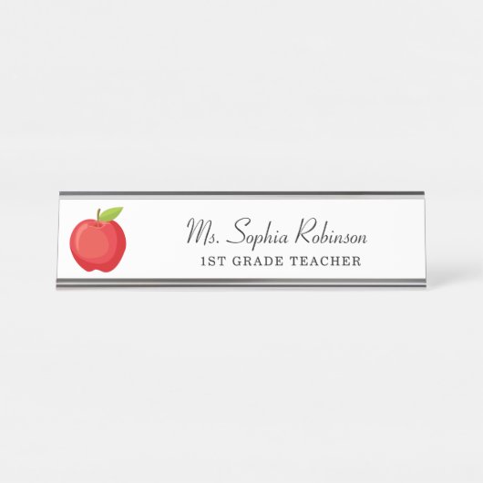 Moderner Red Apple Custom Teacher Schreibtischnamensplakette (Vorderseite )