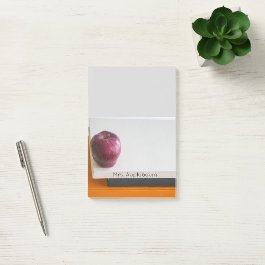 Moderner Red Apple Stapel Bücher Lehrer Name 4x6 Post-it Klebezettel (Büro)