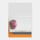 Moderner Red Apple Stapel Bücher Lehrer Name 4x6 Post-it Klebezettel (Vorderseite)