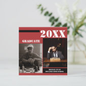 Moderner Red Black Schach Foto Abschluss Einladung (Stehend Vorderseite)