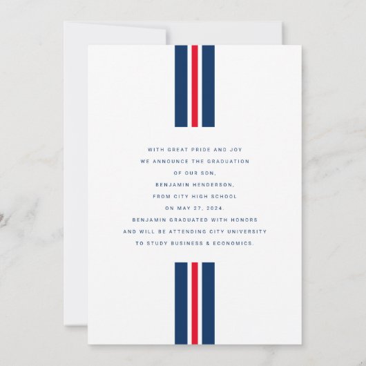 Moderner Red Blue Foto Abschluss Ankündigung (Rückseite)