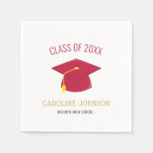 Moderner Red Cap & Tassel Abschluss Serviette (Vorderseite)