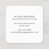 Moderner Red Dog Walking Dog Walker Pet Sitter Quadratische Visitenkarte (Rückseite)