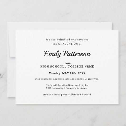 Moderner Red Elegante Script Foto Abschluss Ankündigung (Rückseite)