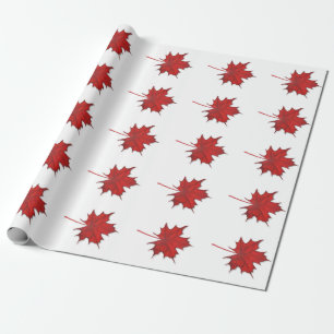 Moderner Red Fall Maple Leaf Erntedank Geschenkpapier