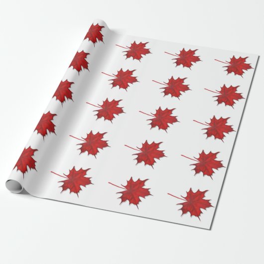 Moderner Red Fall Maple Leaf Erntedank Geschenkpapier (Ungerollt)