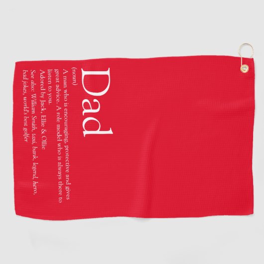 Moderner Red Fun Cooler Vater Daddy Father Definit Golfhandtuch (Horizontal)