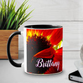 Moderner Red Gerber Daisy Blume Script Individuell Tasse