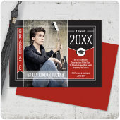 Moderner Red Graduate Foto Abschluss Einladung