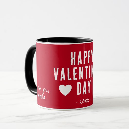 Moderner Red Happy Valentine's Day Boyfriend Tasse (Vorderseite Links)