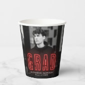 Moderner Red Neon Abschluss Pappbecher (Vorderseite)