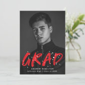 Moderner Red Paint Spritzer Foto Abschluss Ankündigung (Stehend Vorderseite)