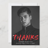 Moderner Red Paint Spritzer Foto Abschluss Dankeskarte (Vorderseite)