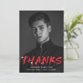 Moderner Red Paint Spritzer Foto Abschluss Dankeskarte (Stehend Vorderseite)