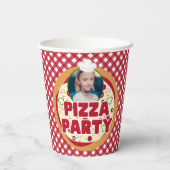 Moderner Red Pizza Party Kindergeburtstag Pappbecher (Rückseite)