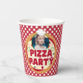 Moderner Red Pizza Party Kindergeburtstag Pappbecher (Vorderseite)