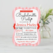 Moderner Red Stripes Junggeselinnen-Abschied Einladung (Stehend Vorderseite)