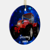 Moderner Red Traktor "Christmas 20XX" Keramik Ornament (Rechts)