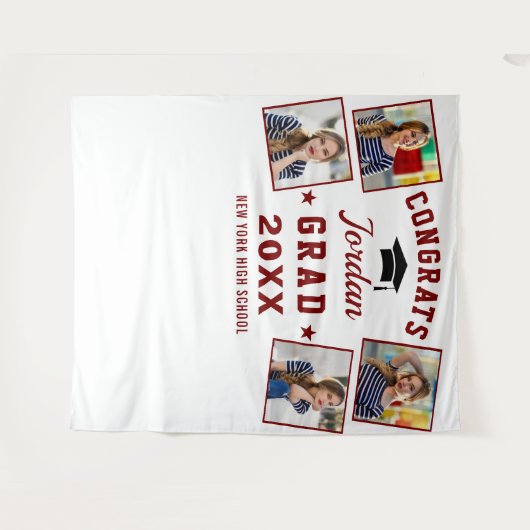 Moderner Red White Abschluss 4 Foto Stand Hintergr Wandteppich (Vorderseite (Horizontal))