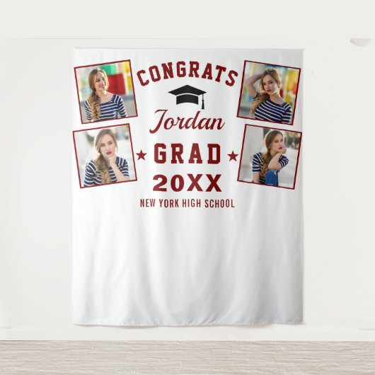 Moderner Red White Abschluss 4 Foto Stand Hintergr Wandteppich (Vorderseite)