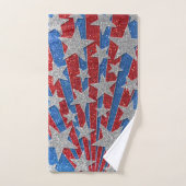 Moderner Red White Blue Glitzern Summer Beach Badhandtuch Set (Handtuch)