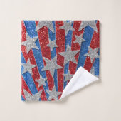 Moderner Red White Blue Glitzern Summer Beach Badhandtuch Set (Waschlappen)