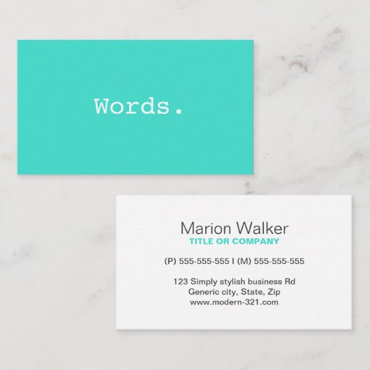 Moderner Redakteur des Autorenverlags Türkis Visitenkarte (Vorne/Hinten)