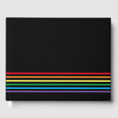 Moderner Regenbogen auf Schwarz Gästebuch (Vorderseite)