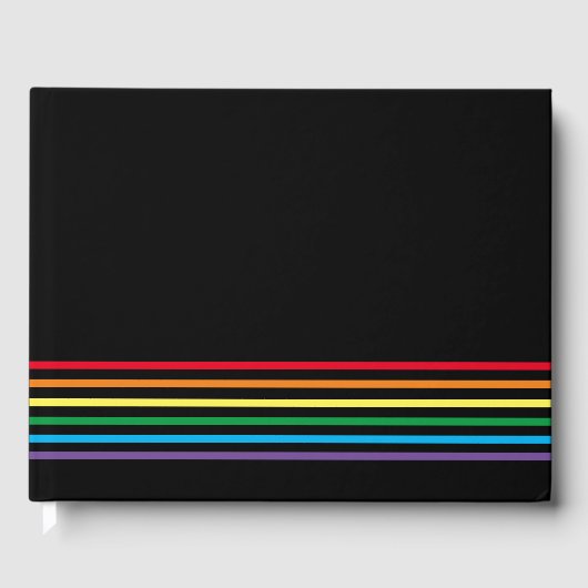 Moderner Regenbogen auf Schwarz Gästebuch (Vorderseite)