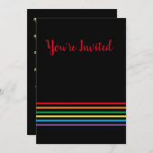 Moderner Regenbogen auf Schwarz Sie sind eingelade Einladung (Vorne/Hinten)