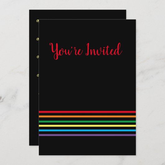 Moderner Regenbogen auf Schwarz Sie sind eingelade Einladung (Vorne/Hinten)