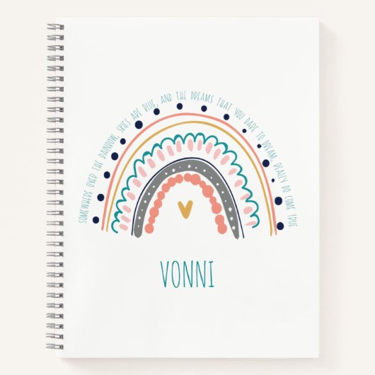 Moderner Regenbogen Doodle Personalisierter Name u Notizblock (Vorderseite)